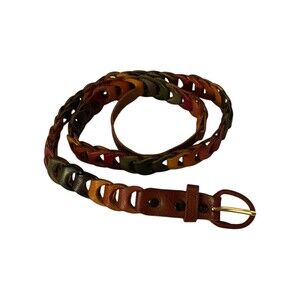 Vintage Womens Size Medium Leather Loop Multi Color Belt